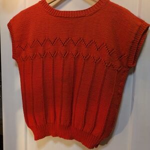 Vintage Hand Knit Chic Orange Sweater